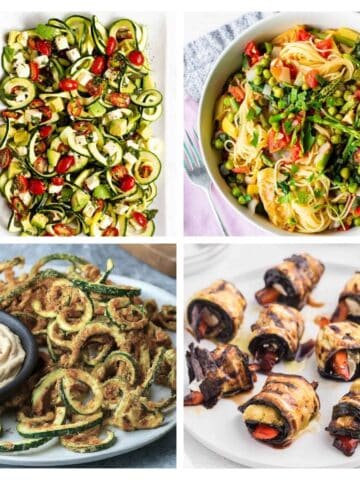 collage with 4 zucchini recipes