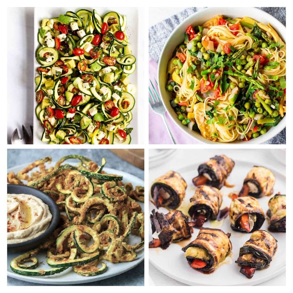 collage with 4 zucchini dishes