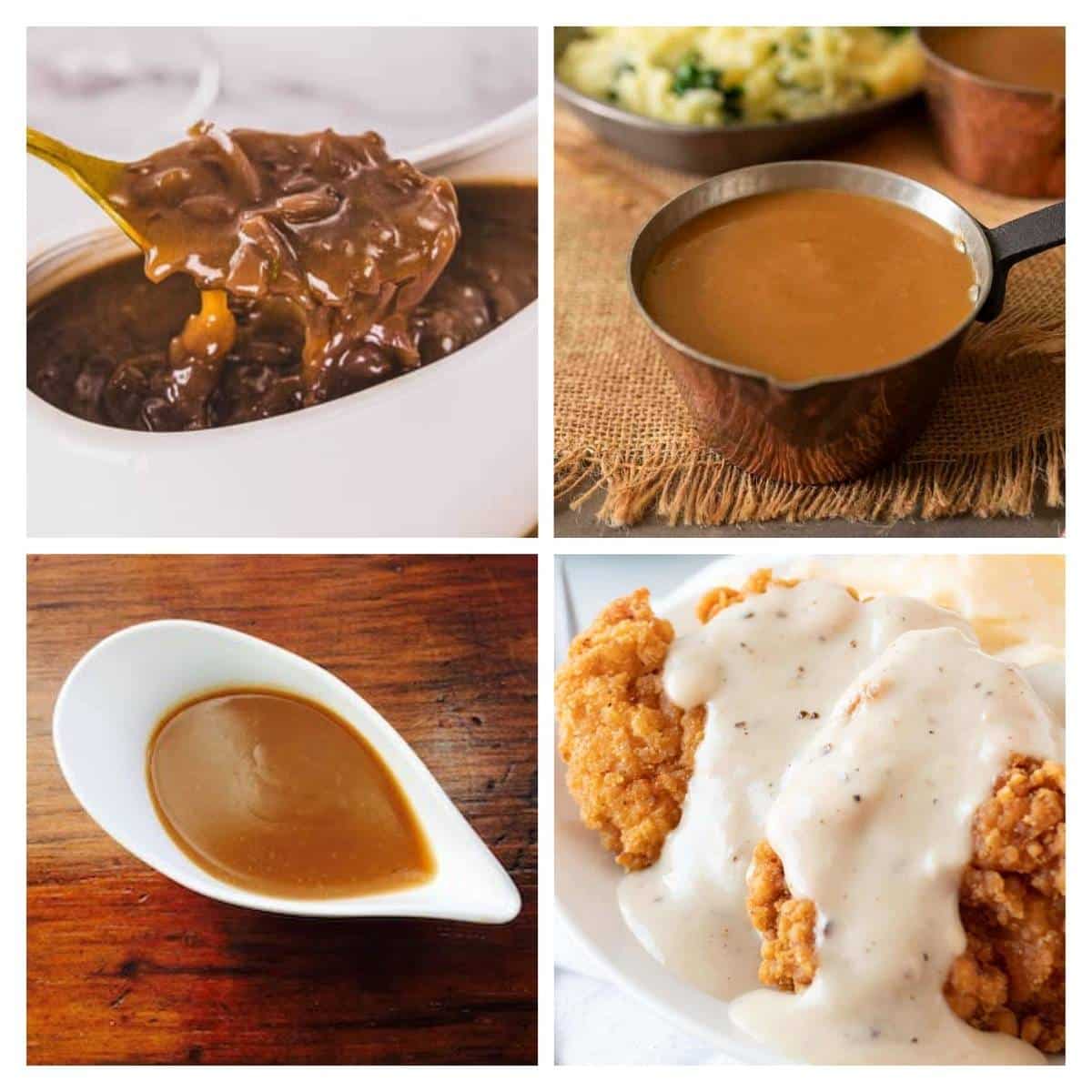 4 image collage gravy recipes