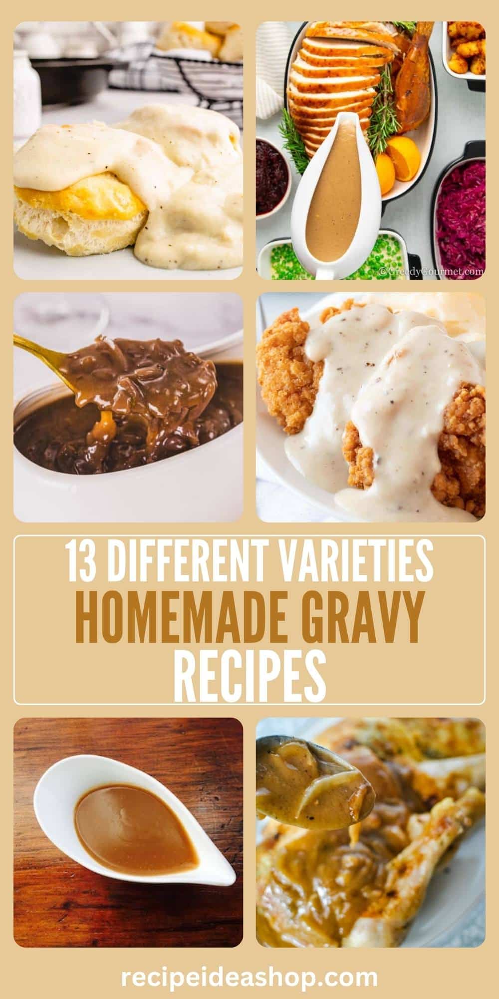 6 image collage with text gravy recipes