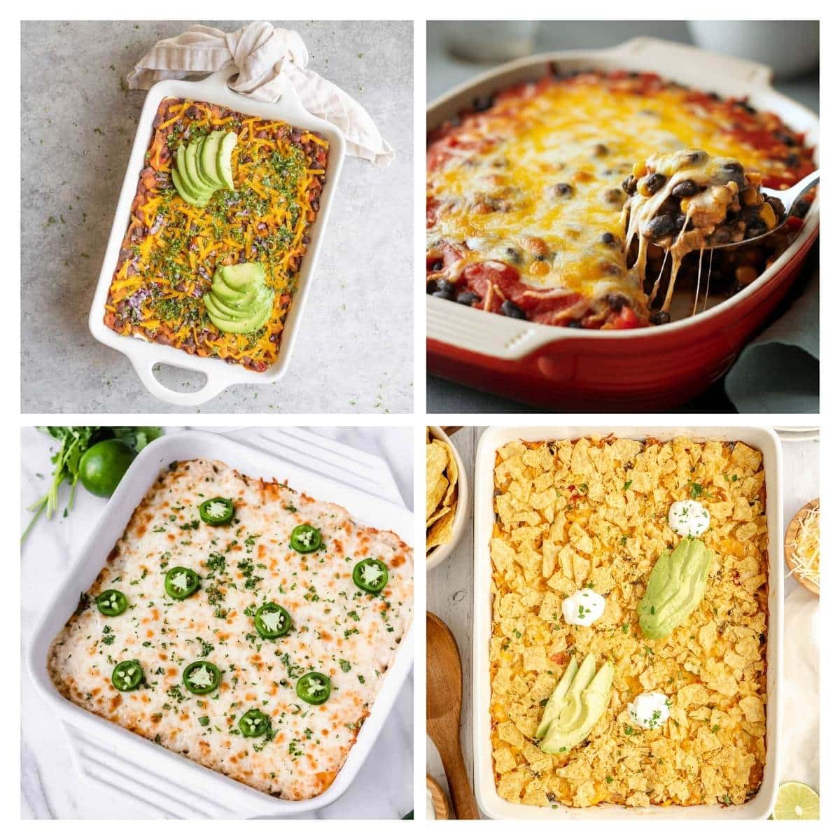 collage of 4 Mexican casseroles