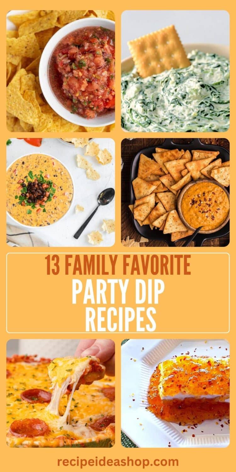 6 image collage party dip recipes