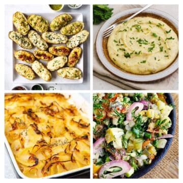 collage with 4 images potato side dishes