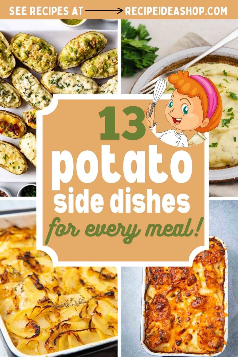 collage with 4 images potato side dishes with text overlay