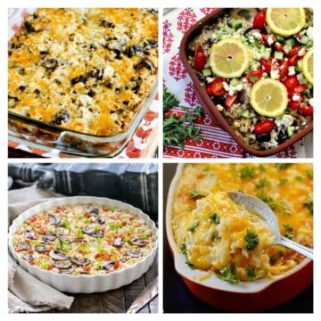 collage with 4 rice casserole images