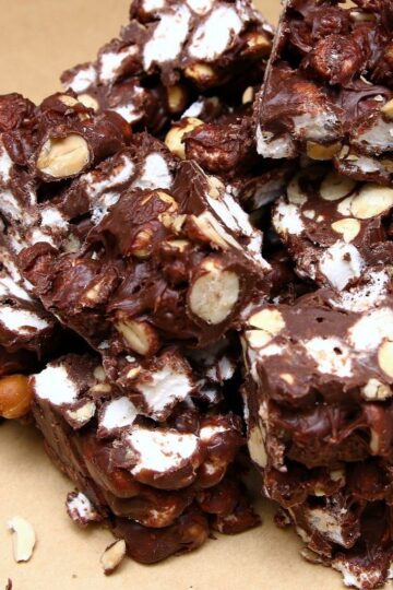 Rocky Road Fudge with dry roasted peanuts and marshmallows