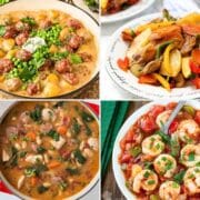 collage with 4 images of stew recipes