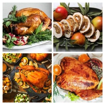 collage with Thanksgiving turkey images