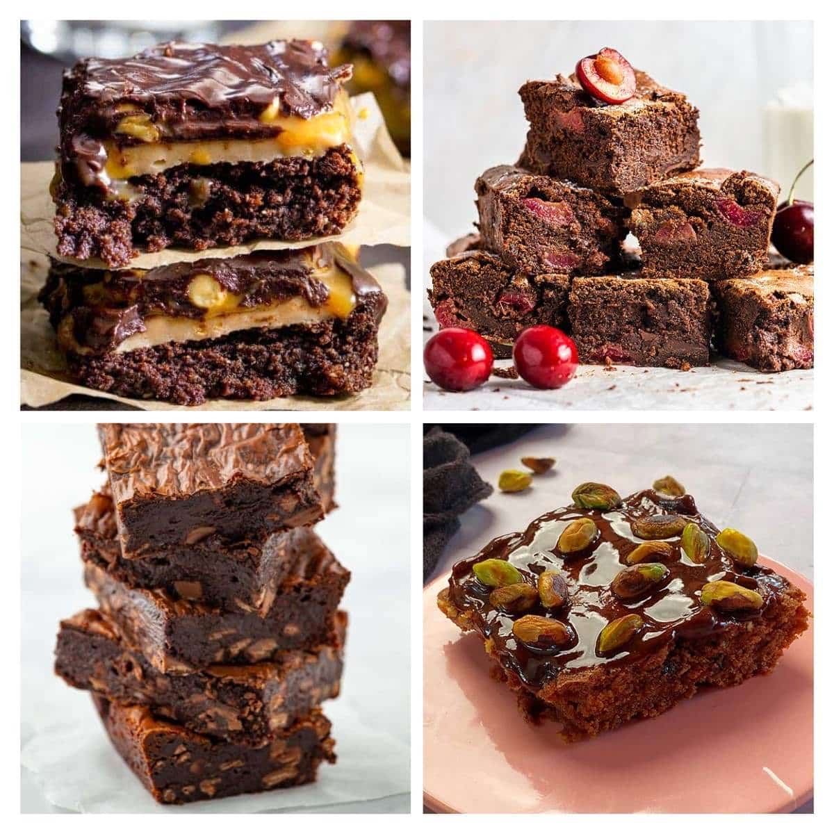 4 image collage with brownie recipes