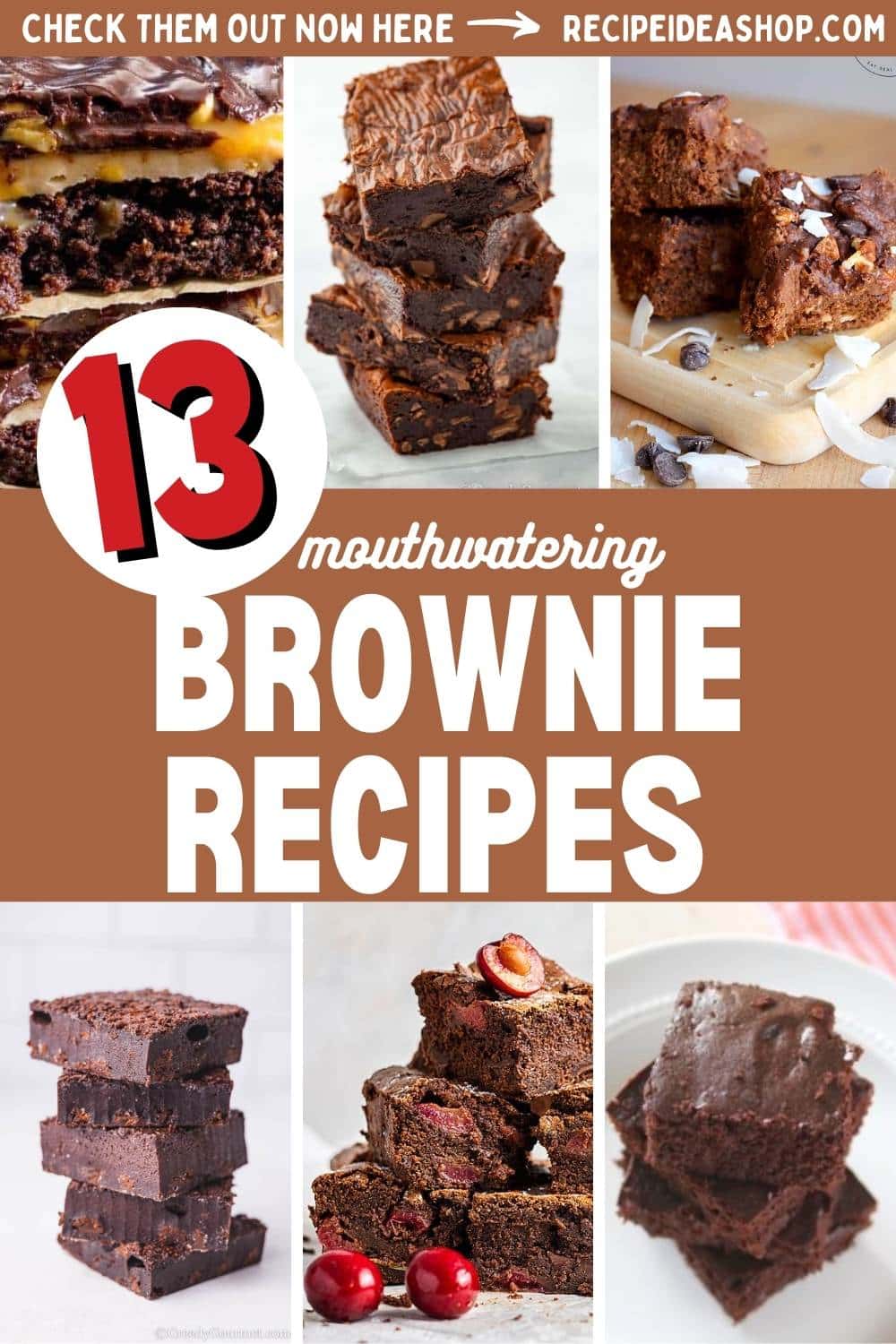 6 image collage brownies