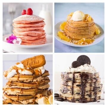 4 image collage pancake recipes