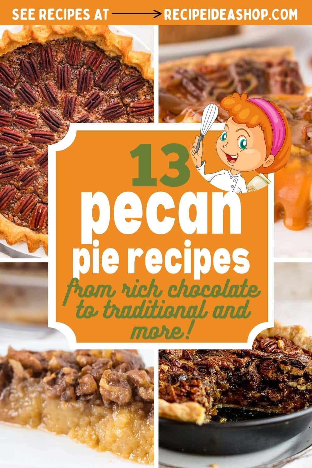 4 image collage pecan pies