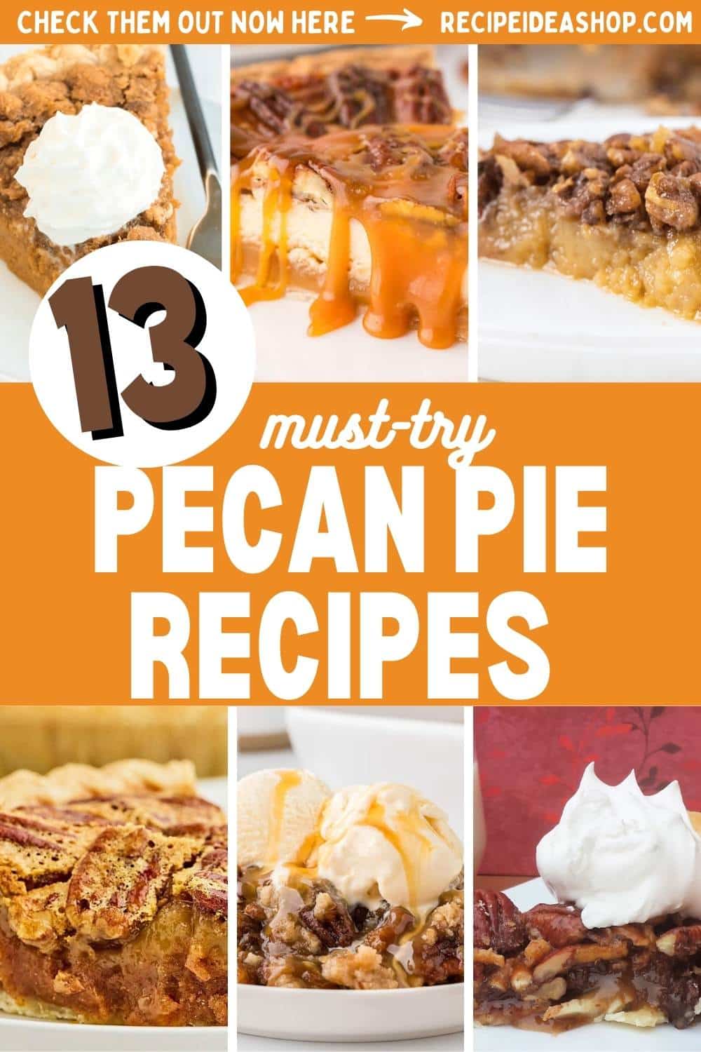 6 image collage pecan pies