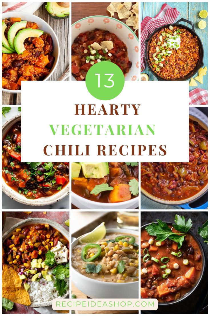 9 image collage vegetarian chili recipes