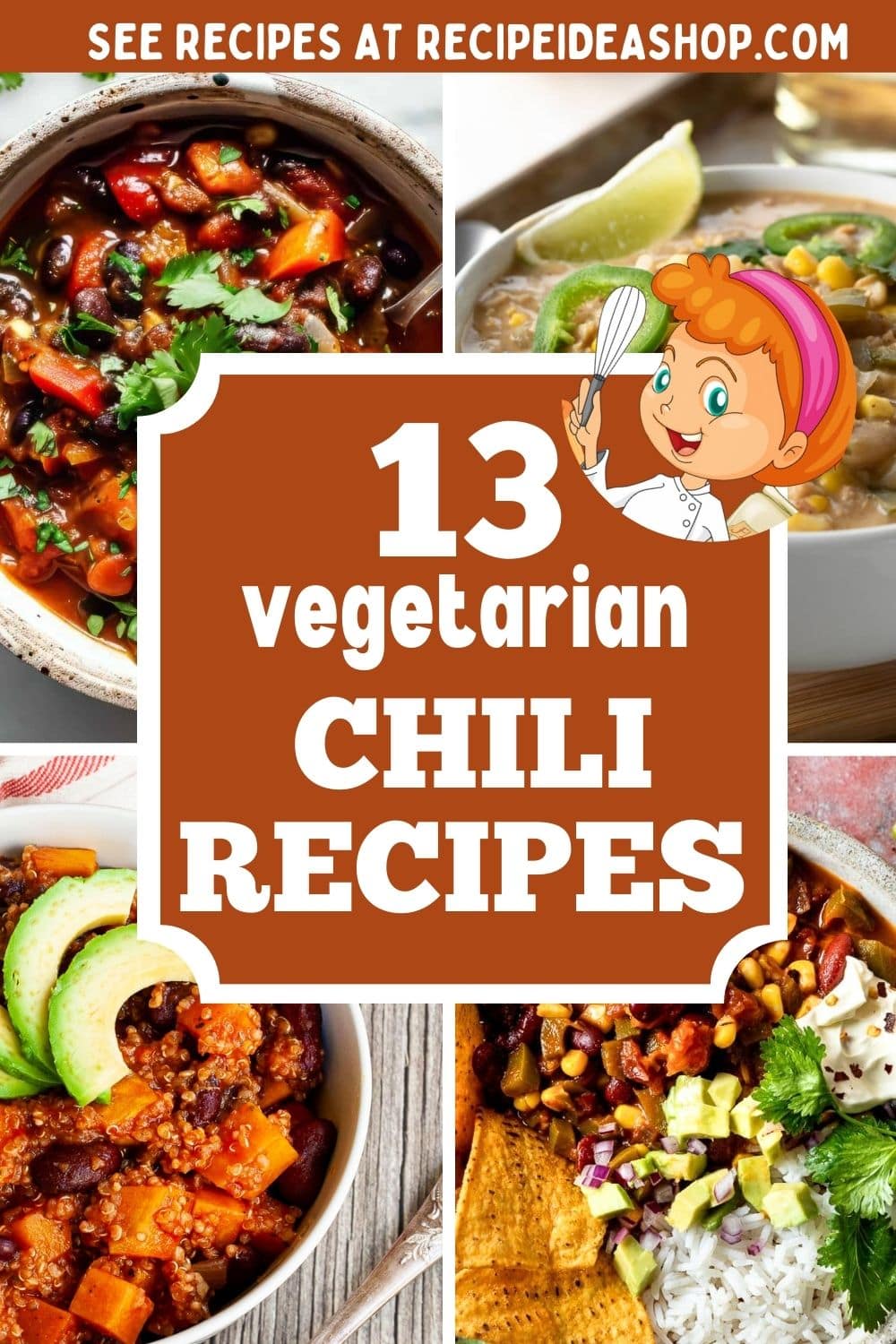 4 image collage vegetarian chili recipes