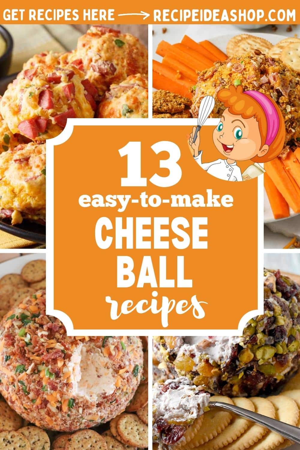 4 image collage cheese balls