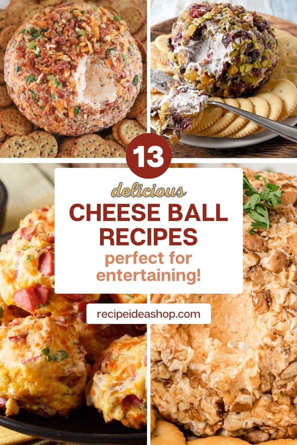 4 image collage cheese balls