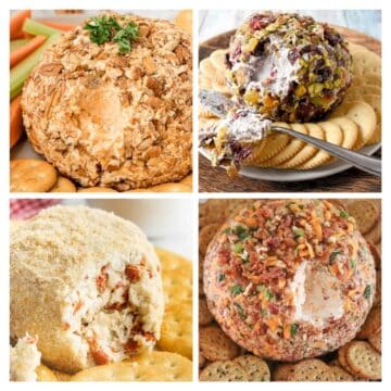 4 image collage cheese ball images