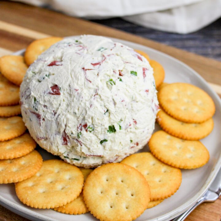 cheese ball with crackers