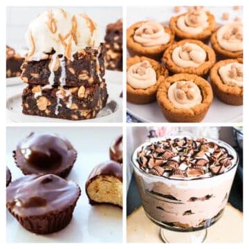 4 image collage peanut butter desserts