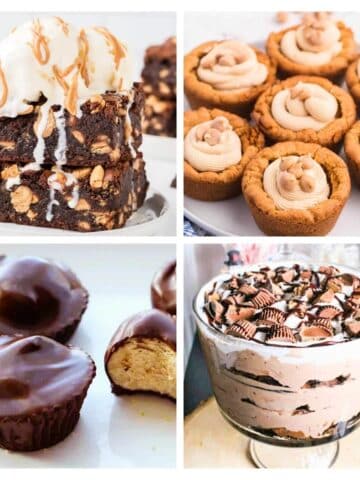 4 image collage peanut butter desserts