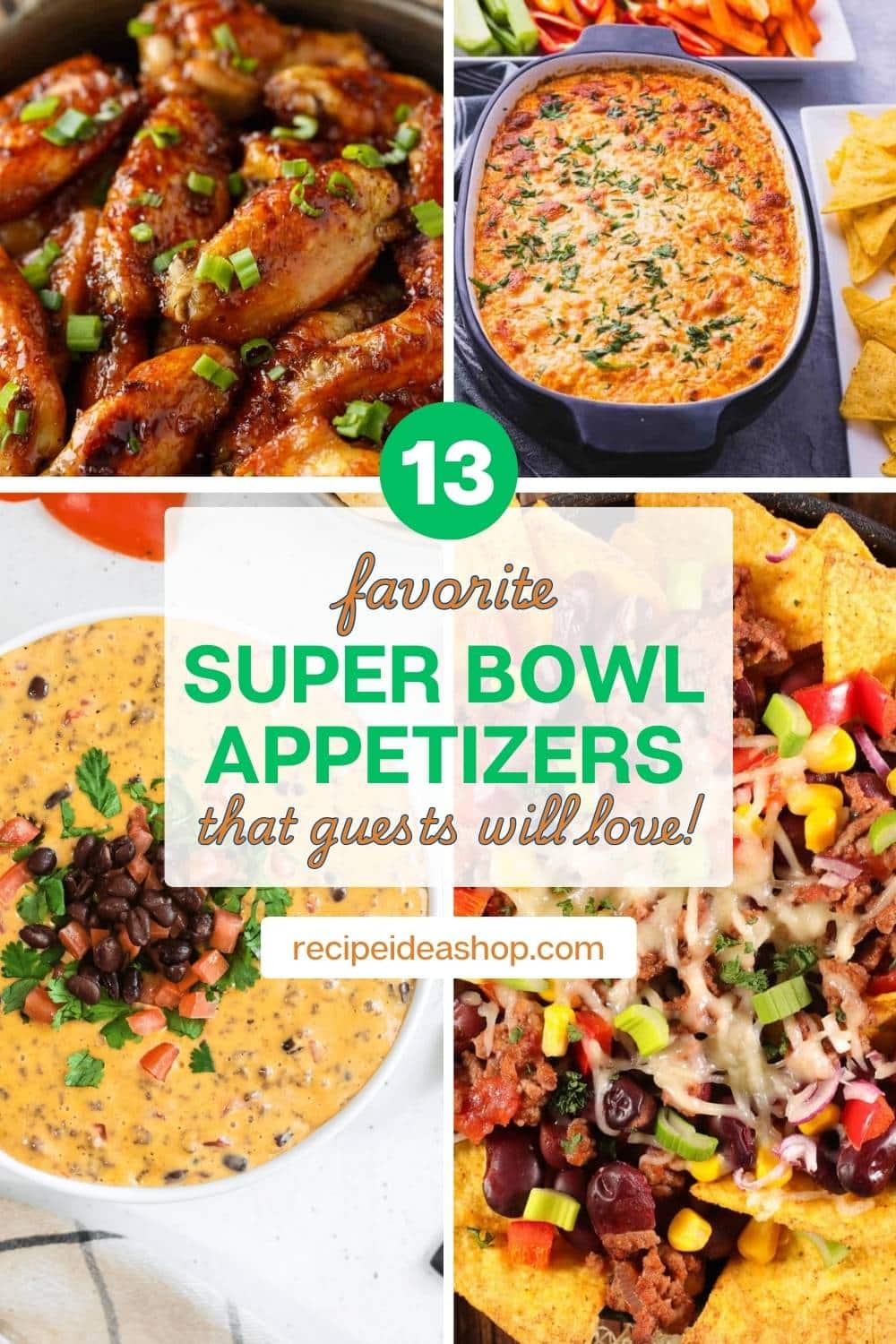 collage with super bowl appetizers