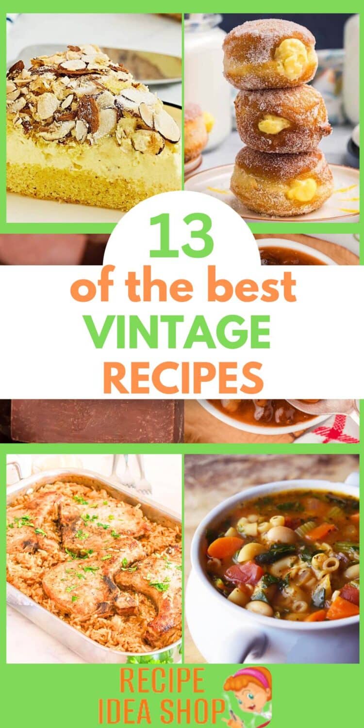 6 image collage vintage recipes with text