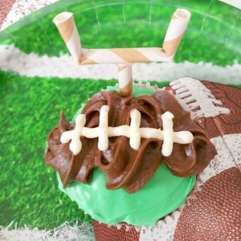 football decorated cupcakes