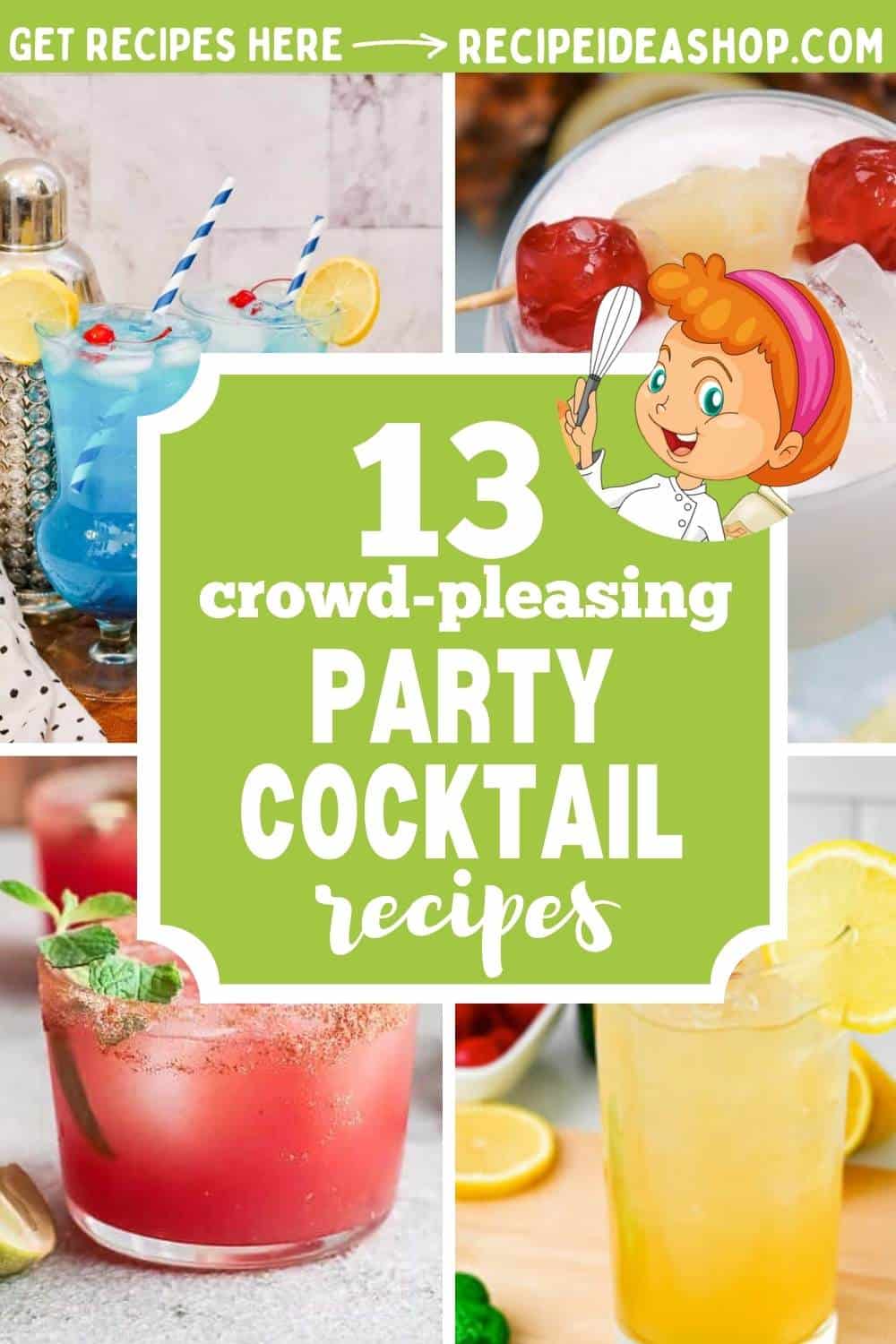 collage with 4 party cocktail recipes