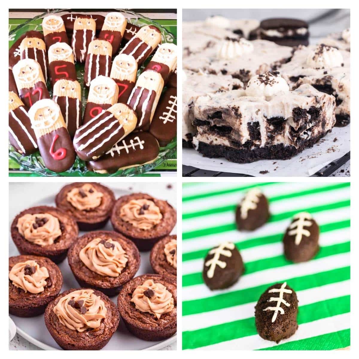 collage with 4 images superbowl desserts