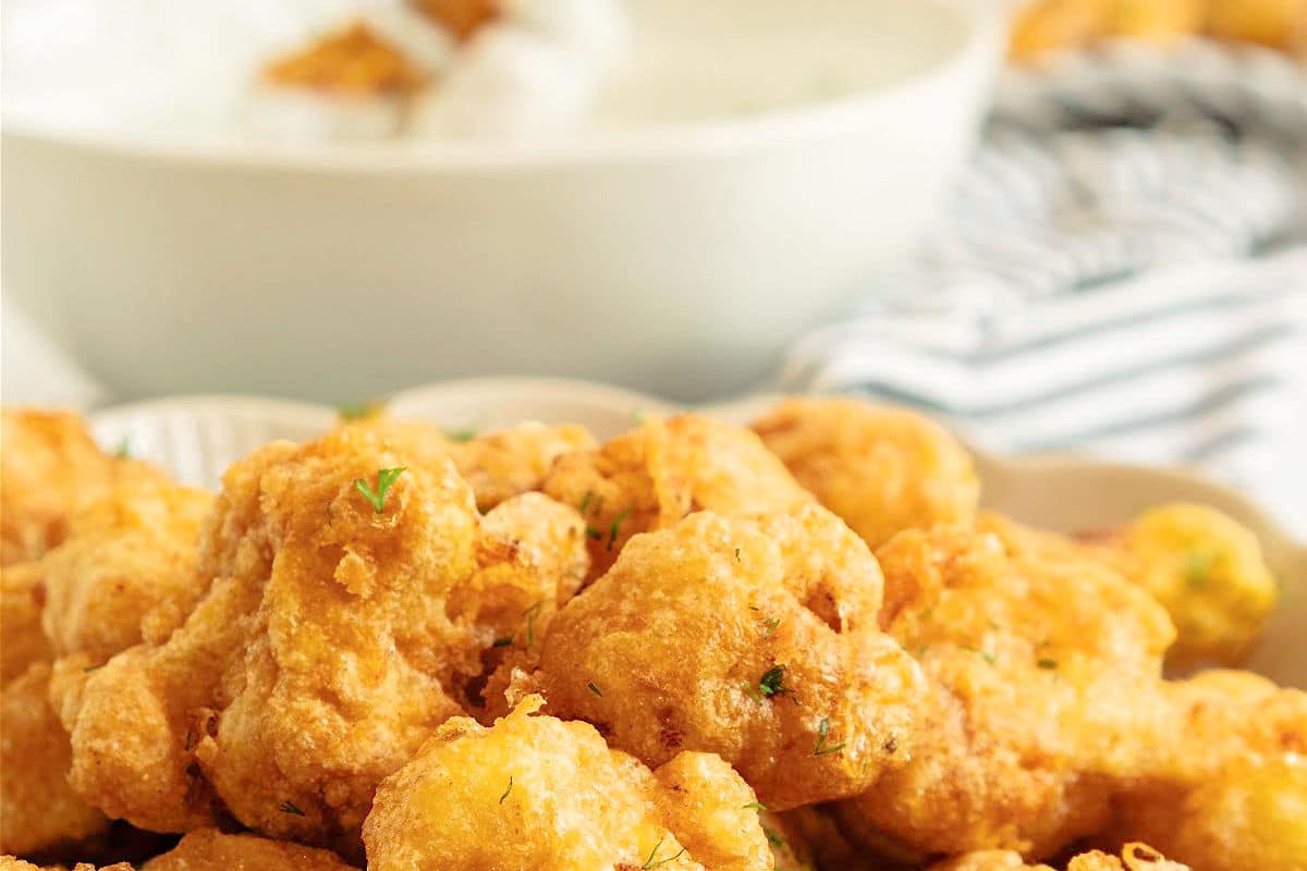 deep fried crispy cauliflower nuggets