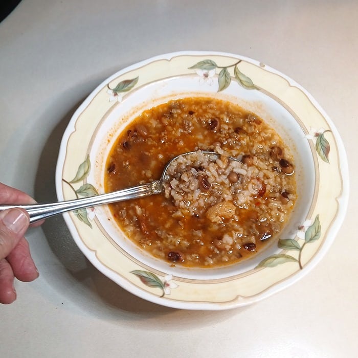 good homemade spicy Hoppin' John soup recipe