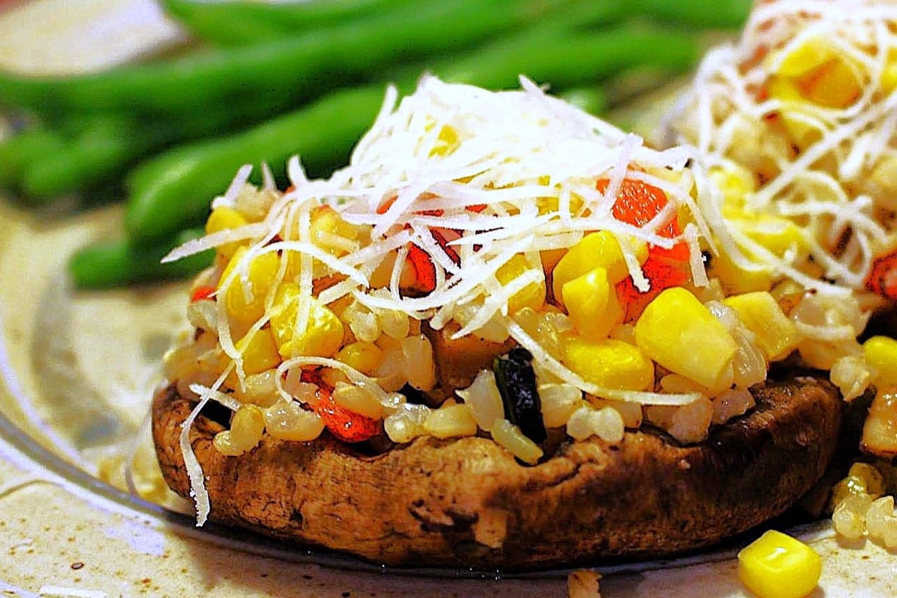 stuffed portobello mushrooms with corn