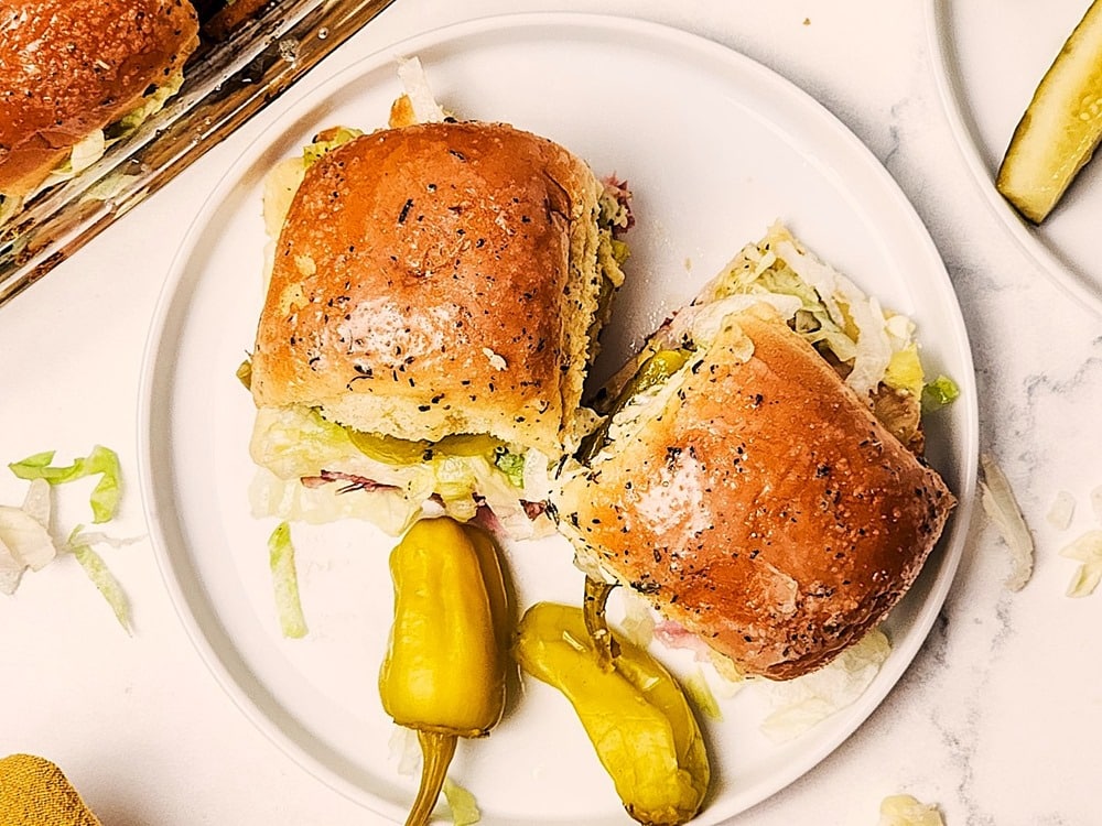 the best Italian Slider sandwiches on Hawaiian Rolls