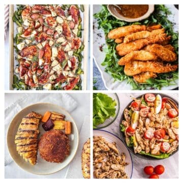 4 image collage healthy chicken recipes