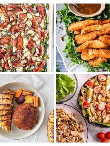 4 image collage healthy chicken recipes