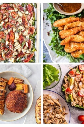 4 image collage healthy chicken recipes