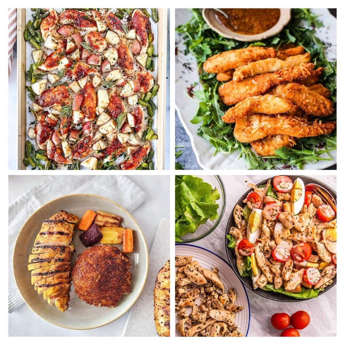 Healthy Chicken Recipes collage with 4 images