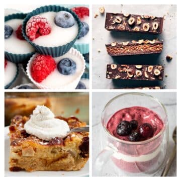 collage with 4 images healthy desserts