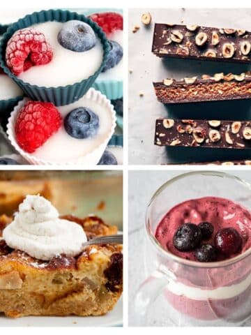 collage with 4 images healthy desserts