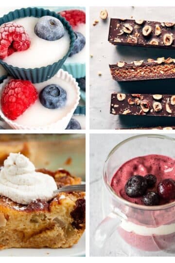 collage with 4 images healthy desserts
