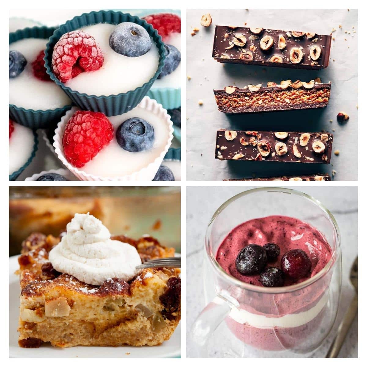 4 image collage healthy desserts