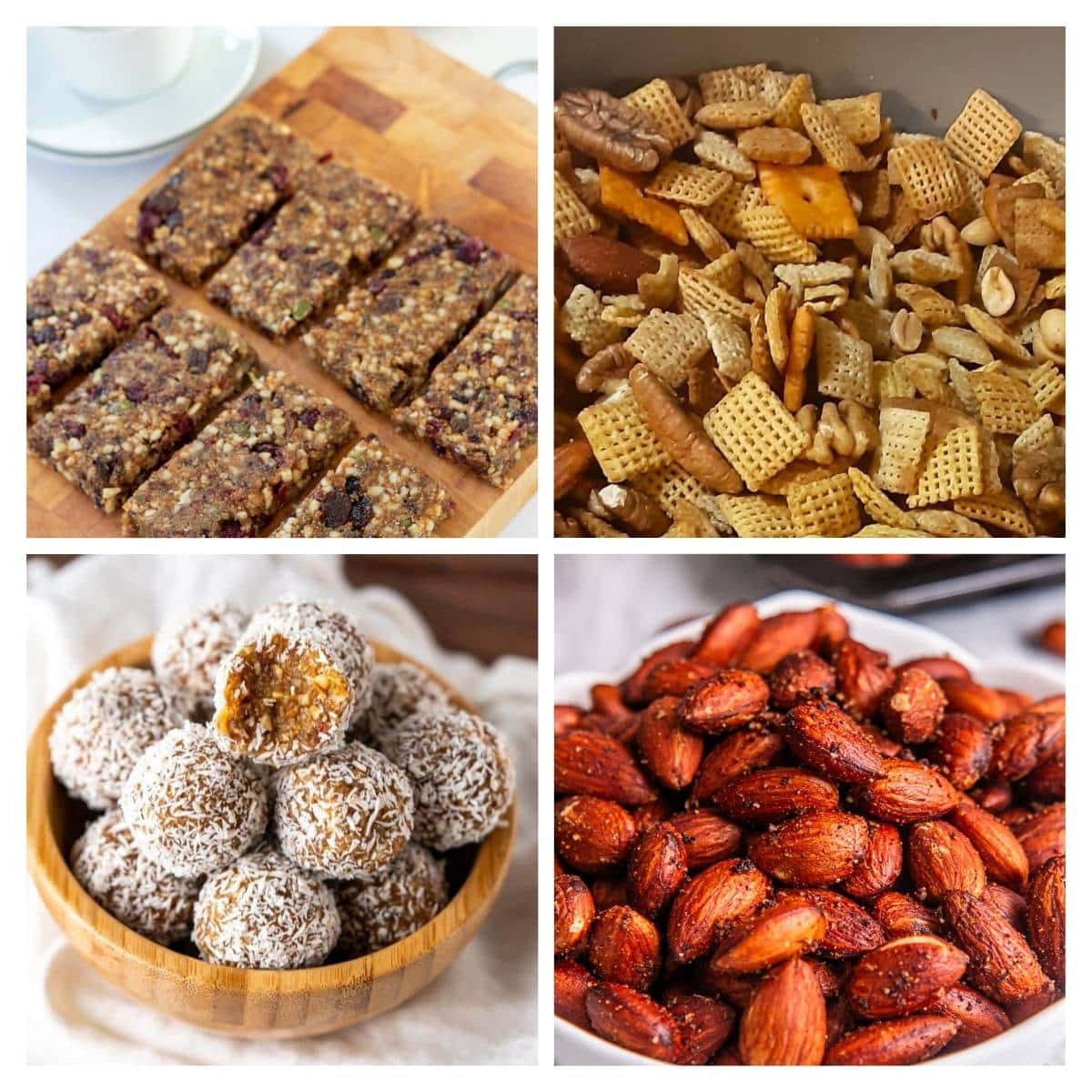 4 image collage healthy snacks