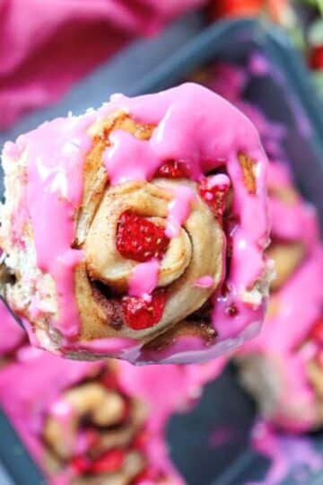 Strawberry flavored cinnamon rolls