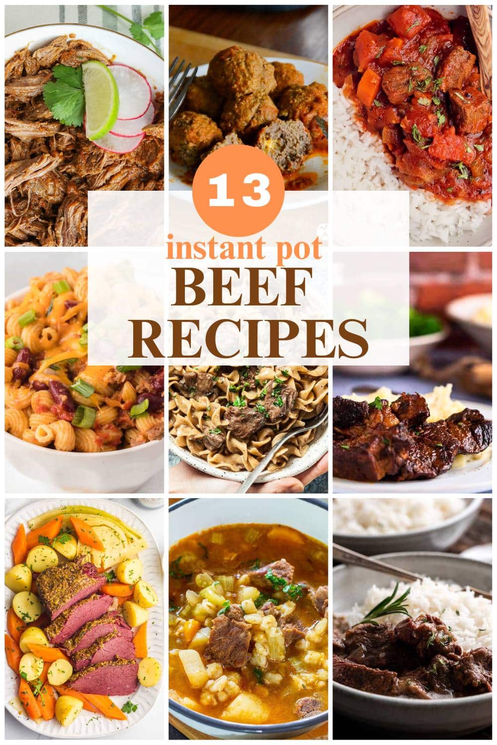 9 image collage beef instant pot recipes