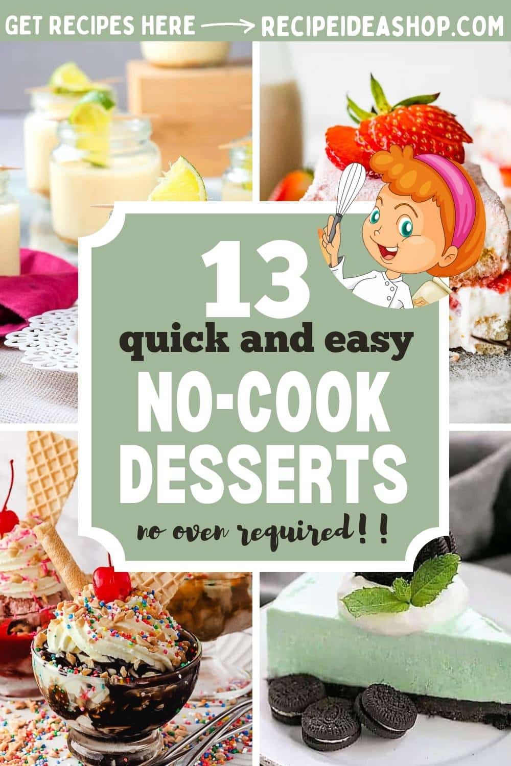 4 image collage no cook desserts