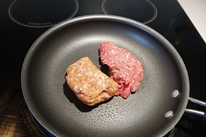 ground beef and ground Italian sausage for marinara sauce