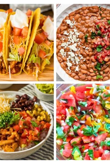collage with 4 images of taco bar recipes