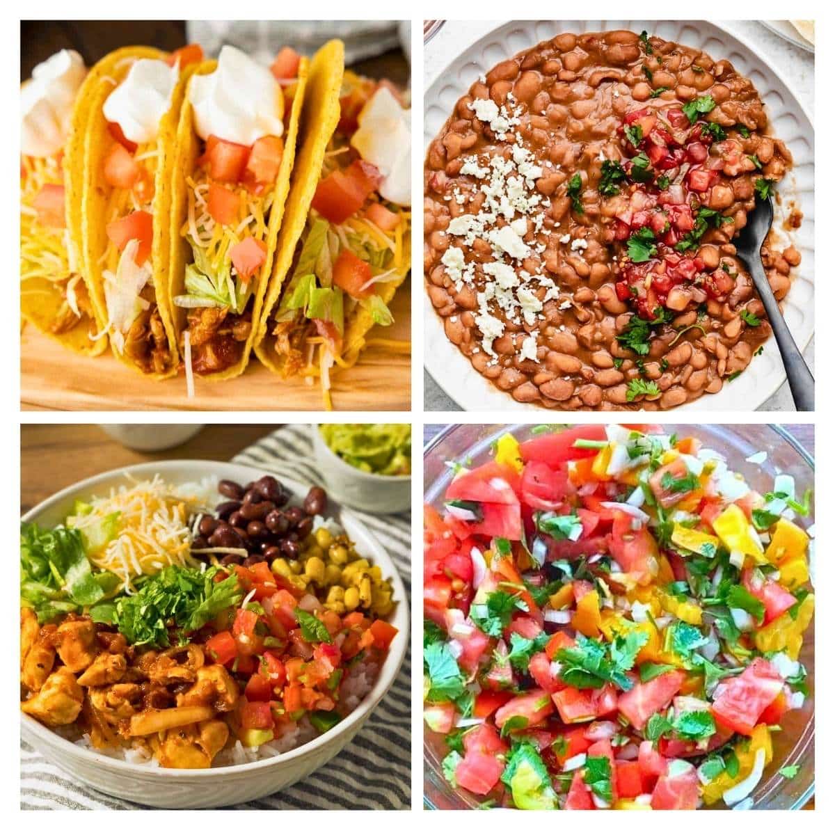 4 image collage taco bar recipes