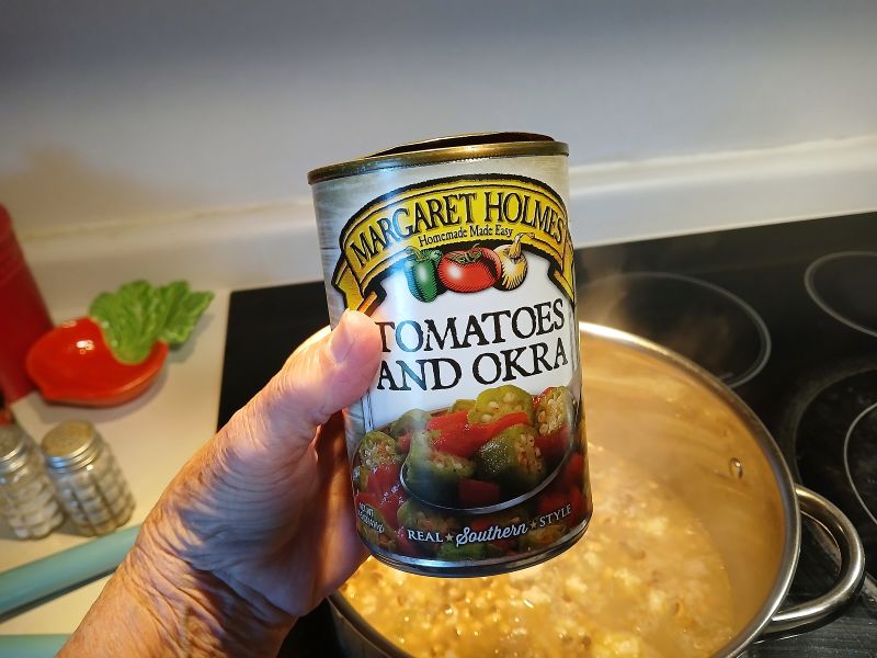 canned tomatoes and okra